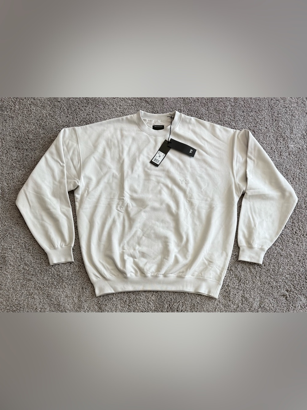 Adidas x Y-3 Brushed Terry Crew Sweatshirt 'Chalk Pearl' KE9751 Mens Size Large